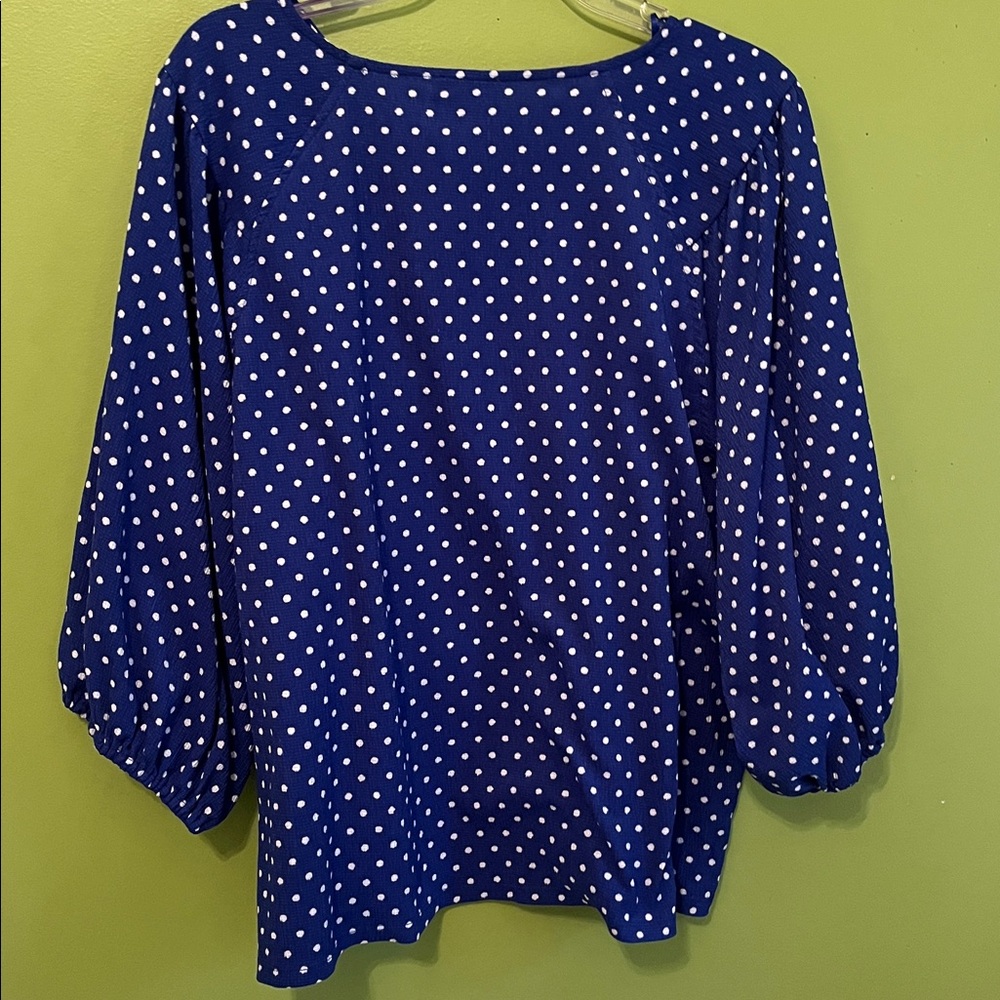 Vince Camuto Royal Blue Polka Dot Blouse - Picture 5 of 5